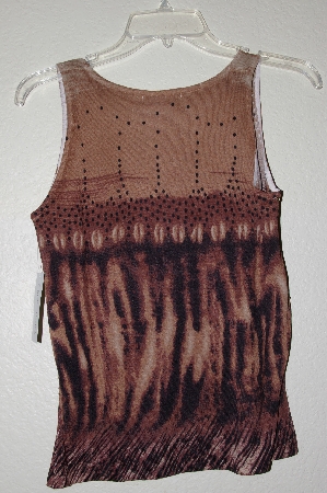 +MBADG #52-351  "Caren Brook Fancy Brown Bead Embleished Knit Tank"