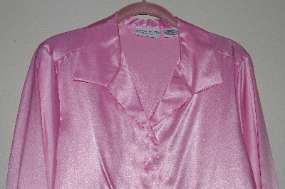 +MBADG #52-280  "Jaclyn Smith Classic Pink Satin Button Front Shirt"