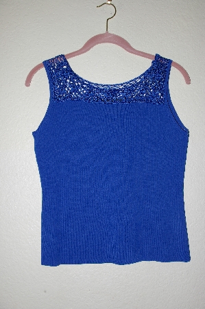 +MBADG #52-256  "J.A.C. Dk Blue Crochet Top Knit Tank"