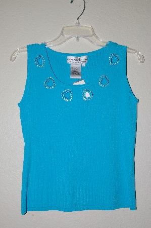 +MBADG #52-225  "Joseph A. TQ Blue Heart Cutout & Rhinestone Knit Tank"