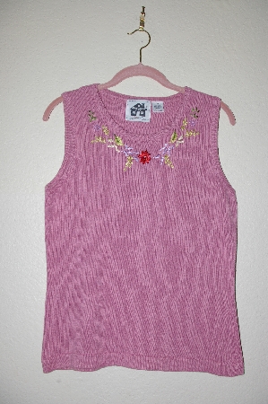 +MBADG #52-187  "Storybook Knits Limited Edition Mauve Floral Embroidered Tank"