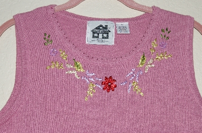 +MBADG #52-187  "Storybook Knits Limited Edition Mauve Floral Embroidered Tank"