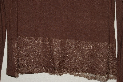 +MBADG #52-114  "Boston Proper Brown Stretch Top With Lace Trim"