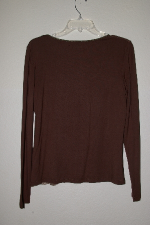 +MBADG #52-114  "Boston Proper Brown Stretch Top With Lace Trim"