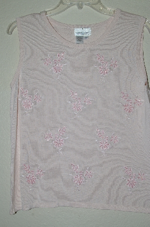 +MBADG #52-085  "Coldwater Creek One Of A Kind Pink Knit Hand Beaded Shell"