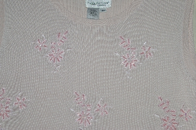 +MBADG #52-085  "Coldwater Creek One Of A Kind Pink Knit Hand Beaded Shell"
