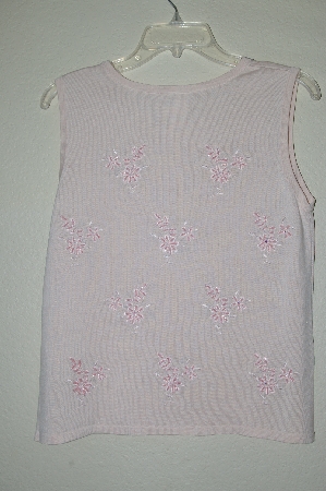 +MBADG #52-085  "Coldwater Creek One Of A Kind Pink Knit Hand Beaded Shell"