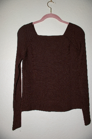 +MBADG #52-431  "Boston Proper Brown Fancy Knit Zipper Front Top"