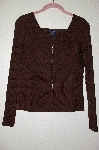+MBADG #52-431  "Boston Proper Brown Fancy Knit Zipper Front Top"