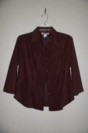 +MBADG #31-217  "Passport Brown Susede Look Button Front Top"