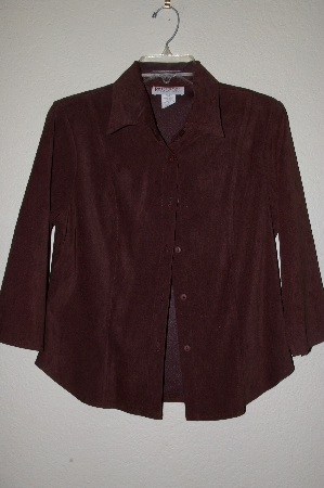 +MBADG #31-217  "Passport Brown Susede Look Button Front Top"