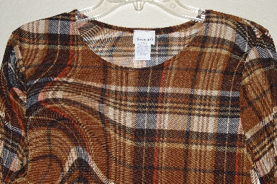 +MBADG #31-234  "Diamond's USA Fancy Brown Plaid Stretch Top"