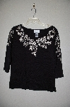 +MBADG #31-249  "Linea Black Floral Embroidered V-Neck Sweater"