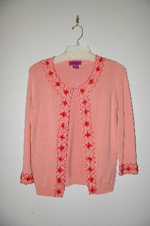 +MBADG #31-307  "Lace Fancy Peach Knit Embelished Cardigan"