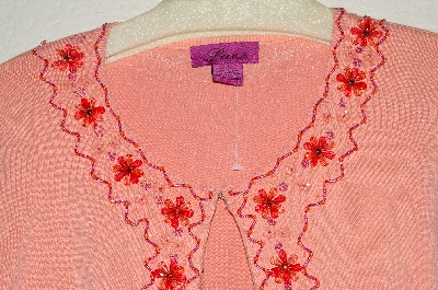 +MBADG #31-307  "Lace Fancy Peach Knit Embelished Cardigan"
