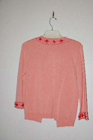 +MBADG #31-307  "Lace Fancy Peach Knit Embelished Cardigan"