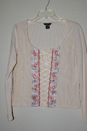 +MBADG #31-284  "Moda International Fancy Embroidered Corduroy Tie Front Shirt"
