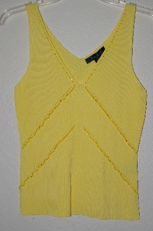 +MBADG #31-275  "C'est City Fancy Yellow Knit One Of A King Hand Beaded Tank"