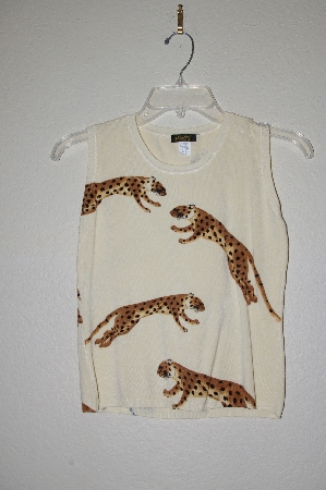 +MBADG #31-332  "Elizabeth New York Fancy Big Cat Bead Embelished Tank"