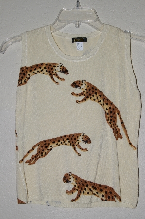 +MBADG #31-332  "Elizabeth New York Fancy Big Cat Bead Embelished Tank"