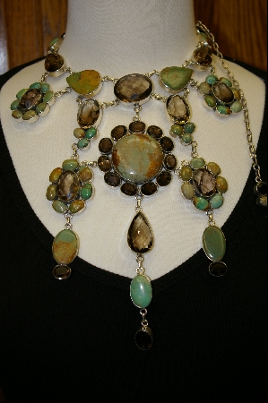 +The Mother Load Of Green Turquoise & Smokey Quartz Necklace