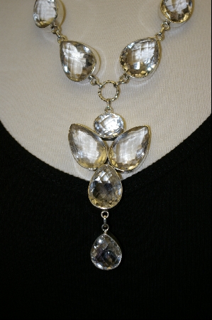 +MBA #7519   MBA #7519  "Big Beautiful Clear Crystal Quartz Sterling Necklace