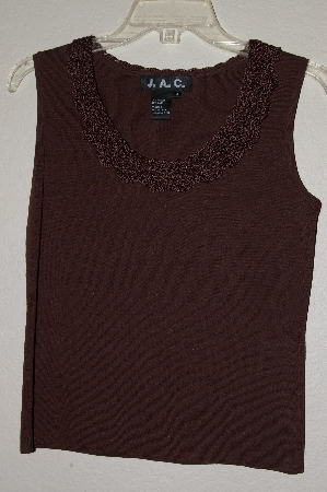 +MBADG #31-499  "J.A.C. Brown Knit Tank With Crochet Neckline"