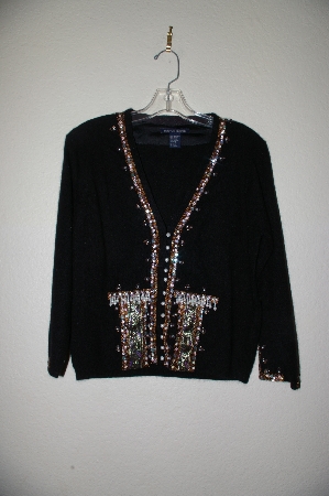 +MBADG #31-556  "Boston Proper Black Knit Fancy Embelished Cardigan"