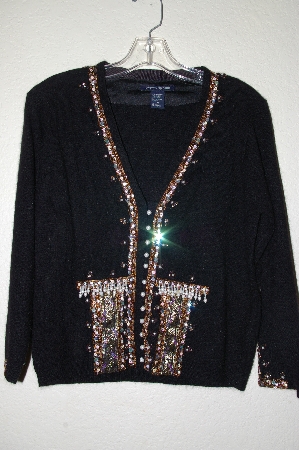 +MBADG #31-556  "Boston Proper Black Knit Fancy Embelished Cardigan"