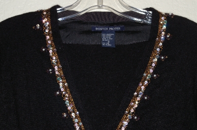 +MBADG #31-556  "Boston Proper Black Knit Fancy Embelished Cardigan"