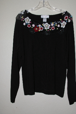 +MBADG #3-015  "Victor Costa Floral Embelished Black Sweater"