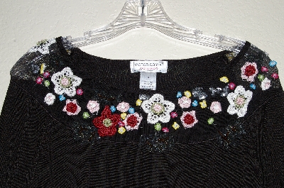 +MBADG #3-015  "Victor Costa Floral Embelished Black Sweater"