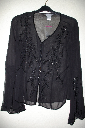 +MBADG #3-041  "Newport News Black Silk Beaded Cardigan"