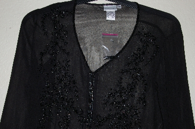 +MBADG #3-041  "Newport News Black Silk Beaded Cardigan"