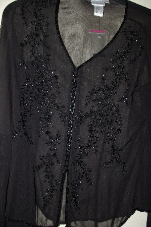 +MBADG #3-041  "Newport News Black Silk Beaded Cardigan"
