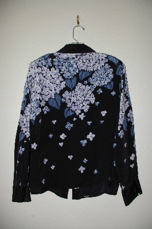 +MBADG #3-071  Bob Mackie's 100% Silk Hydrangea Print Beaded Blouse"