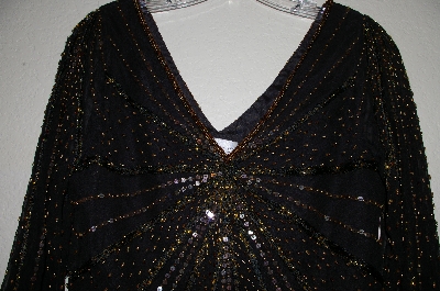 +MBADG #3-075  "Papell Studio Fancy Black Silk Hand Beaded Top"