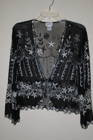 +MBADG #28-533  "Together Black Silk Fancy Embelished Cardigan"