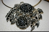 +MBA #7490   Large Black Onyx & Sterling Flower Pin/Pendant