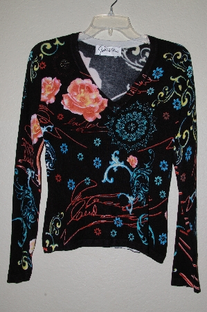 +MBADG #28-526  "Parisline Fancy Black Knit Embelished Sweater"