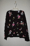 +MBADG #28-435  "Blaine Trump Black Ribbon Floral Button Front Sweater"