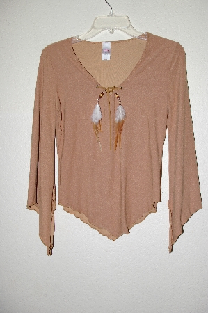 +MBADG #28-457  "2B Clothing Fancy Tan Suede Look Top"