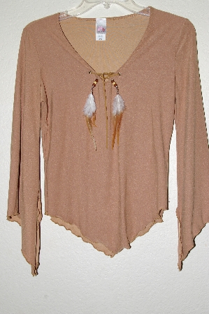 +MBADG #28-457  "2B Clothing Fancy Tan Suede Look Top"