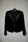 +MBADG #28-483  "Boston Proper Fancy Floral Embelished Black Velvet Jacket"