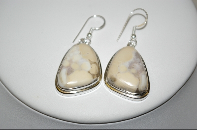 +MBA #7703  Fancy Jasper & Sterling Pierced Earrings