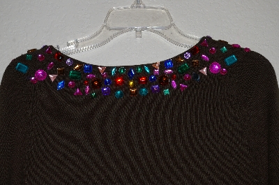 +MBADG #26-082  "Linea By Louis Dell'Olio Green Faux Jeweled Sweater"