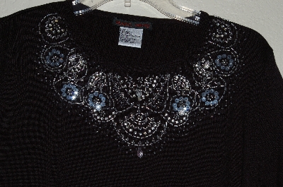 +MBADG #26-039  "Blaine Trump Black Crew Neck Bead & Jewel Sweater"