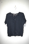 +MBADG #26-097  "Jane Ashley Fancy Black Rayon Embroidered Blouse"