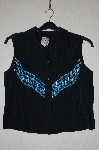 +MBADG #11-119  "Desert West By Sherry Holt One Of A Kind Black Hand Beaded Western Shirt"