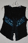 +MBADG #11-075  "Roughrider Black One Of A Kind Fancy Beaded Vest Style Top"